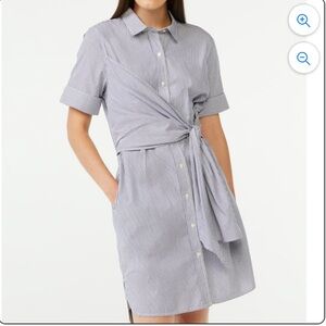 NWT Free Assembly Women's Wrap Shirt Dress with Short Sleeves MED